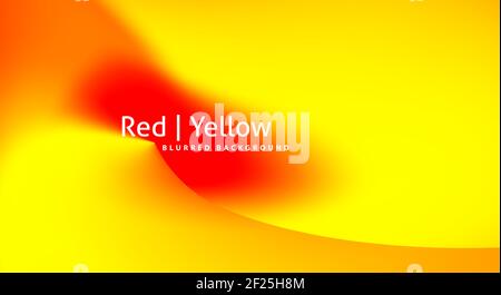 Abstract minimal smooth background with gradient. Template with red spot on yellow. Blurred vector graphic pattern Stock Vector