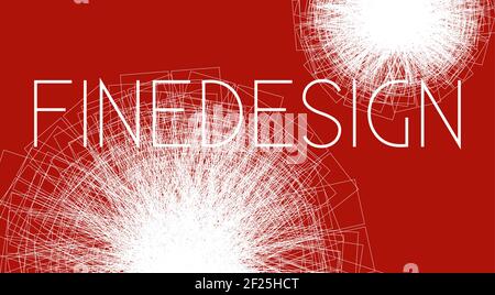 Minimal white on red design with rotated complicated shapes by thin lines. Vector graphic pattern Stock Vector