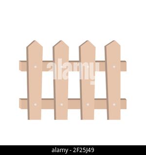 Wooden fence part isolated on white background, cartoon vector illustration Stock Vector