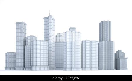 3d rendering white buildings on white background Stock Photo - Alamy
