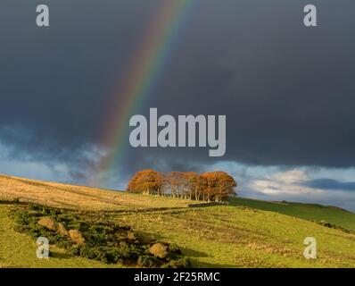 Rainbow over the hills Stock Photo