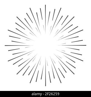 Starburst, sun rays. Comic explosion effect. Radial lines. Starburst, sunburst. Flat illustration isolated on white. Stock Photo