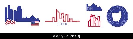 Ohio map flag and text illustration Stock Photo - Alamy