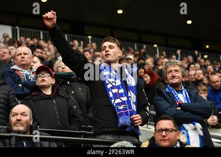 Football fans supporter of Brighton and Hove Albion 2020 Stock Photo