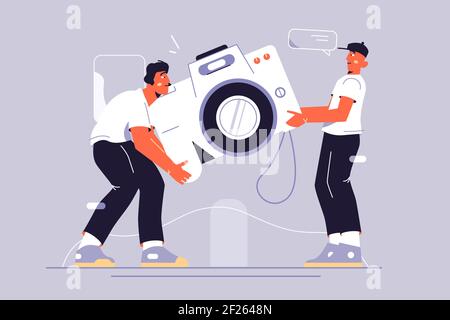 Movers guys carrying camera Stock Vector