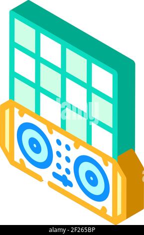 dance floor and dj console isometric icon vector illustration Stock Vector