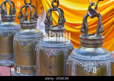 Bells  Wat Phra Singh Buddhist temple, Chiang Mai, Thailand Stock Photo