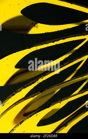 Abstract perspective of old metal windmill blades. Stock Photo