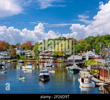 Fishing boats docked in Perkins Cove, Maine, USA Stock Photo