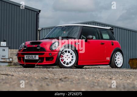 R53 Mini Cooper S, first generation BMW Mini with tuning modifications Stock Photo