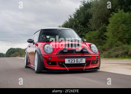 R53 Mini Cooper S, first generation BMW Mini with tuning modifications Stock Photo