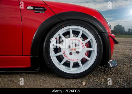 R53 Mini Cooper S, first generation BMW Mini with tuning modifications Stock Photo