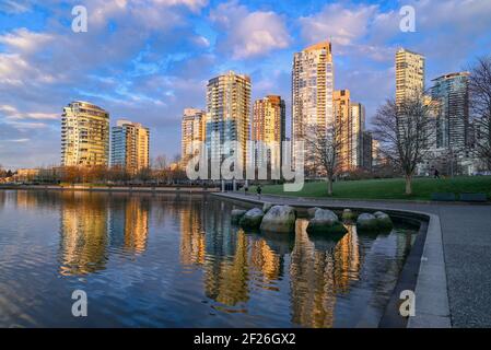 Condominium Towers, Yaletown, False Creek,  Vancouver, British Columbia, Canada Stock Photo