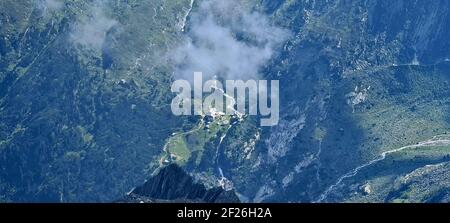 More than 3000 meter over sea level the view on the Berlin hut on the Berlin high trail is unobstructed Stock Photo