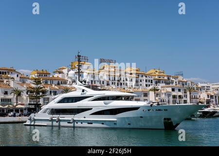 View of a Luxury Yacht in the Harbour at Puerto Banus Stock Photo