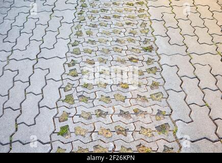 Concrete block road, path or parking lot. Stock Photo