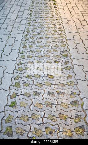 Concrete block road, path or parking lot. Stock Photo