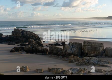 Cabo Carvoeiro Cape Lighthouse white building in Peniche, Portugal Stock Photo