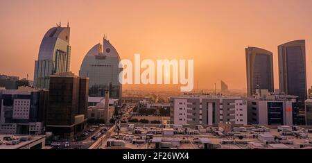 sunset in Riyadh, Saudi Arabia Stock Photo