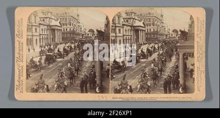 South African Light Horse, coming down Adderley St. to entrain for the front, Cape Town.. Stock Photo