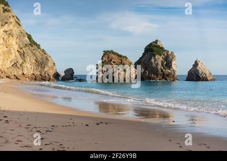 Ribeiro do Cavalo paradise beach in Arrabida Natural Park in Sesimbra, Portugal Stock Photo