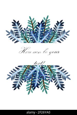 Watercolor christmas illustration, christmas frame, wreath. Stock Photo