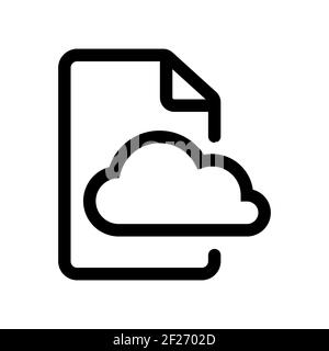 Storing documents in the cloud outline icon isolated on white background Stock Vector