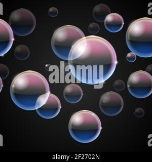 Vector Bubbles from bubble background on black background Stock Vector