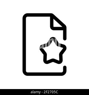 Add document to favorites outline icon isolated on white background. Stock Vector