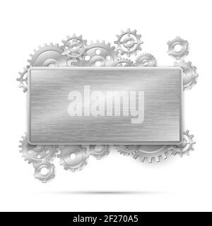 Mechanical steampunk concept. Banner metal gears. Mechanism design machine steel, mechanical industrial, vector illustration Stock Vector