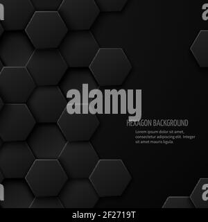 Carbon technology abstract background with space for text. Hexagon pattern geometric cover, vector illustration Stock Vector