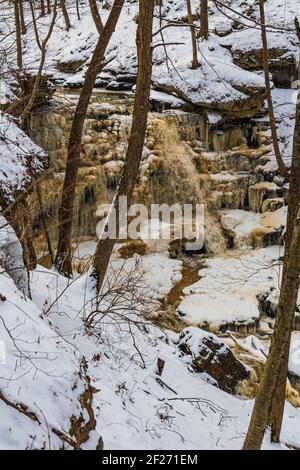 Louth Falls Conservation Area Niagara Escarpment Jordan Ontario Canada in winter