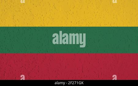 Lithuania flag with waving grunge texture. Vector background. Stock Vector