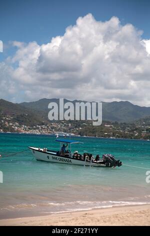 dive grenada boat grand anse beach  grenada windward islands west indies Stock Photo