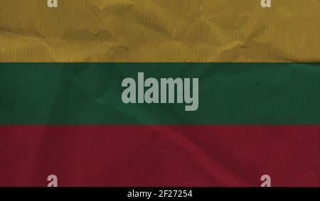 Lithuania flag with waving grunge texture. Vector background. Stock Vector