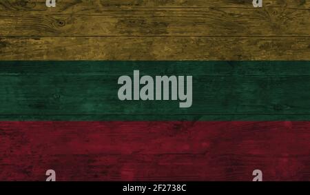 Lithuania flag with waving grunge texture. Vector background. Stock Vector