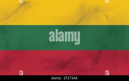 Lithuania flag with waving grunge texture. Vector background. Stock Vector