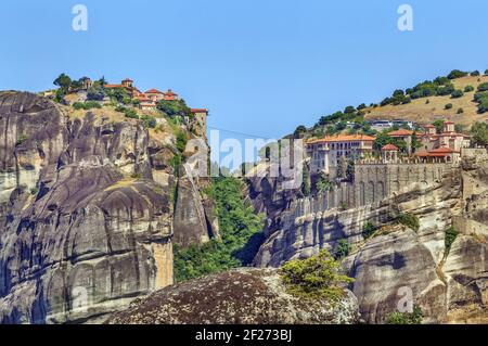 Monastery of Varlaam and Great Meteoron in Meteora, Greece Stock Photo