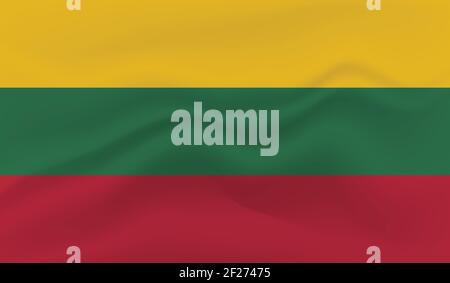Lithuania flag with waving grunge texture. Vector background. Stock Vector