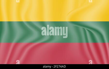 Lithuania flag with waving grunge texture. Vector background. Stock Vector