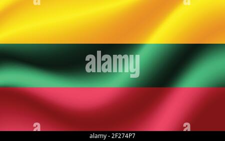 Lithuania flag with waving grunge texture. Vector background. Stock Vector
