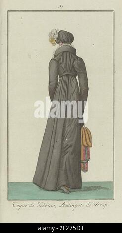 Elegantia, of tijdschrift van mode, luxe en smaak voor dames, December 1807, No. 31 : Toque de Velours....According to the accompanying text (p. 392): Editing note of black sheet, with pleated back. Black velvet toque with white frothed feathers. Print from the fashion magazine Elegantia, or magazine of fashion, luxury and taste for women 1807-1814 (interrupted by the period 1811-1813). Stock Photo