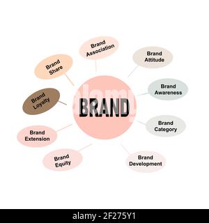 Diagram concept with Brand text and keywords. EPS 10 isolated on white background Stock Vector