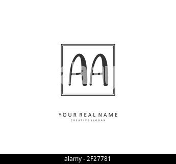 AA Initial letter handwriting and signature logo. A concept handwriting initial logo with template element. Stock Photo