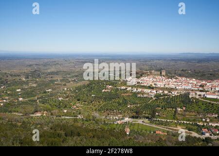 Castelo de Vide in Alentejo, Portugal from Serra de Sao Mamede mountains Stock Photo