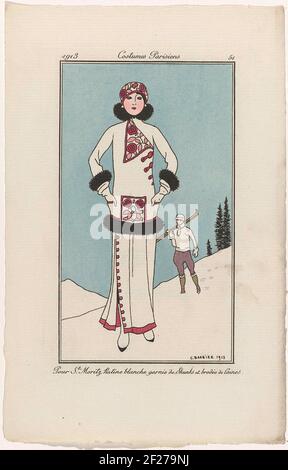 Journal des Dames et des Modes: the Fashion Illustrators.The Journal des Dames was inspired by the eponymous fashion magazine from the previous century and, like the earlier publication, referred to its illustrations as Costumes Parisiens. These Costumes Parisiens (184 illustrations in total) were drawn in a new, flat, decorative manner by George Barbier, Jan van Brock, Victor Lhuer and other Parisian artists, each with a signature style. Every issue came with two or three separate plates. These showed a wide variety of fashionable apparel, from elegant evening attire to outdoor outfits. A bri Stock Photo