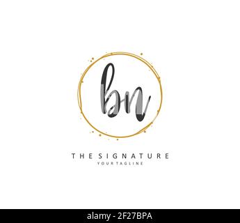 B N BN Initial letter handwriting and signature logo. A concept handwriting initial logo with template element. Stock Vector