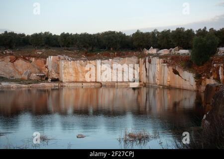 Marble mines red rocks in Estremoz Borba and Vila Vicosa, Alentejo, Portugal Stock Photo