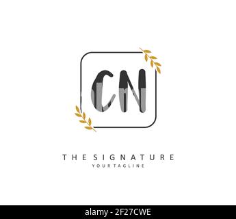 C N CN Initial letter handwriting and signature logo. A concept handwriting initial logo with template element. Stock Vector