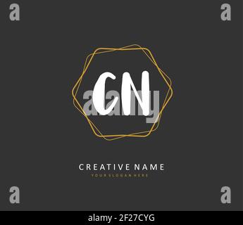 C N CN Initial letter handwriting and signature logo. A concept handwriting initial logo with template element. Stock Vector